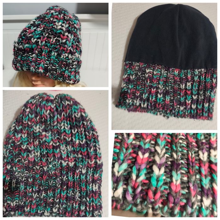 Ciepła dwuwarstwowa czapka multicolor