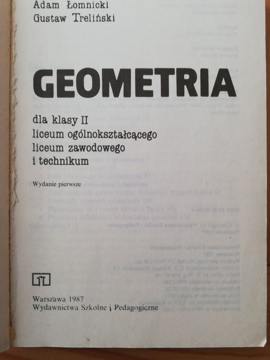 Geometria dla klasy 2 liceum ogólnokształcącego zawodowego technikum