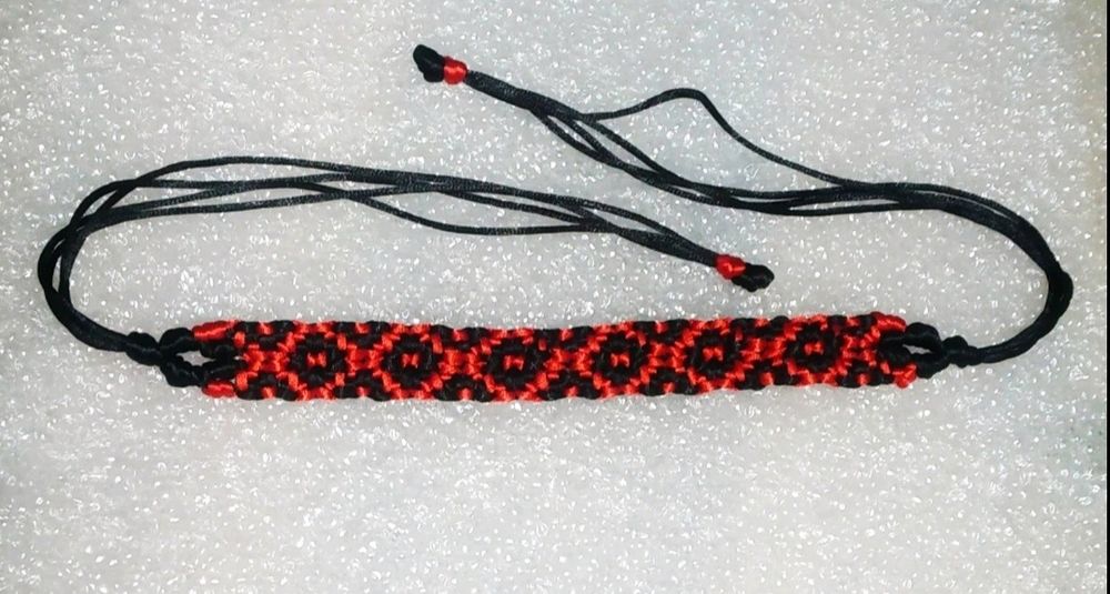 Аксесуар до вишиванки чокер намисто гердан силянка квітка ромб макраме