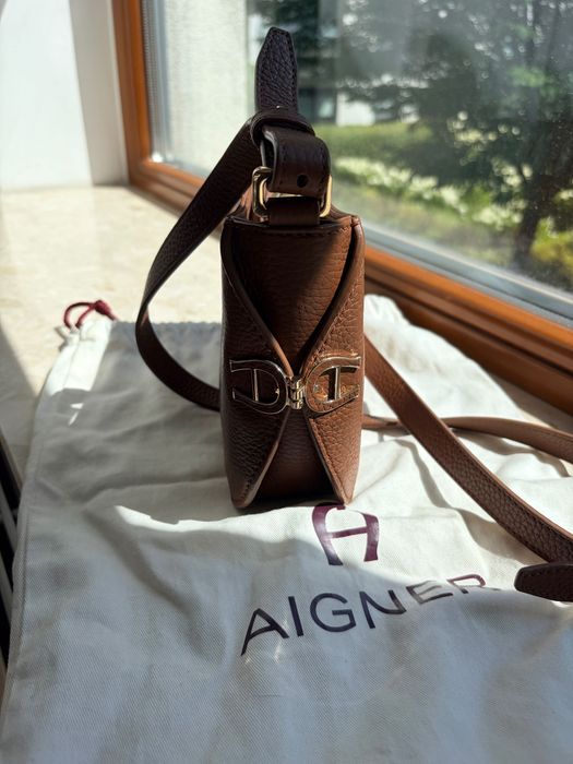 Aigner Skórzana Torba Brązowy