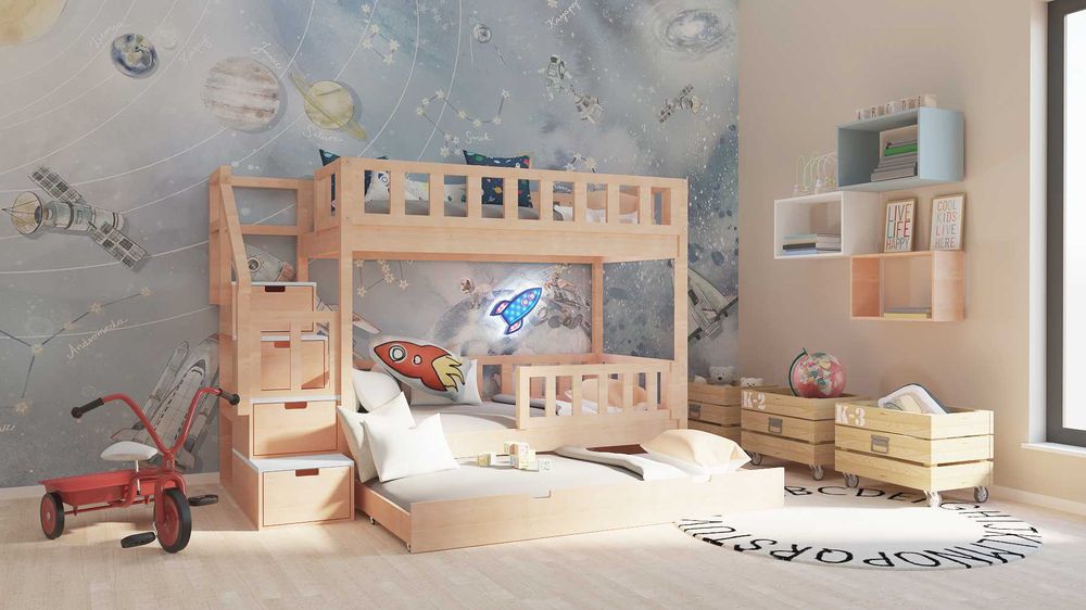 Łóżko piętrowe ze schodami