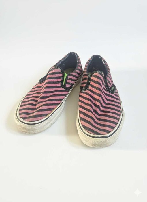 VANSy Classic Slip-On w różowe czarne paski vintage