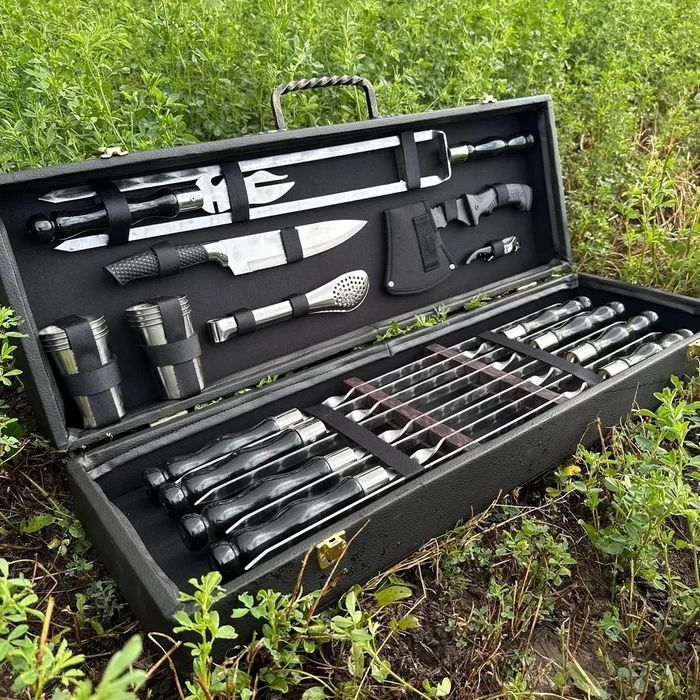 Набори шампурів у дерев’яному кейсі,  подарунок чоловіку на Новий Рік