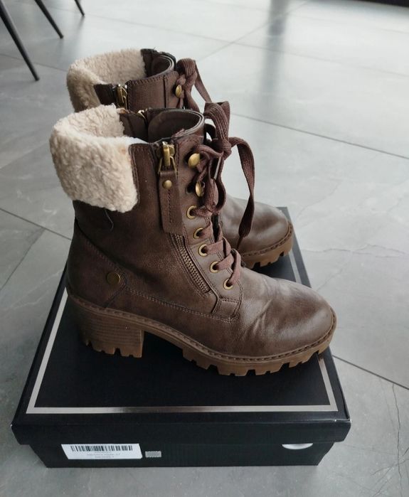 Buty damskie botki zimowe brązowe skóra 37 Jomix