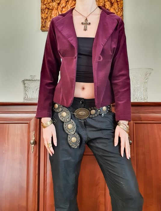 Bordowa marynarka bawełniana