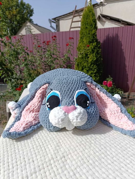 Дитяча подушка іграшка зайка ручної роботи