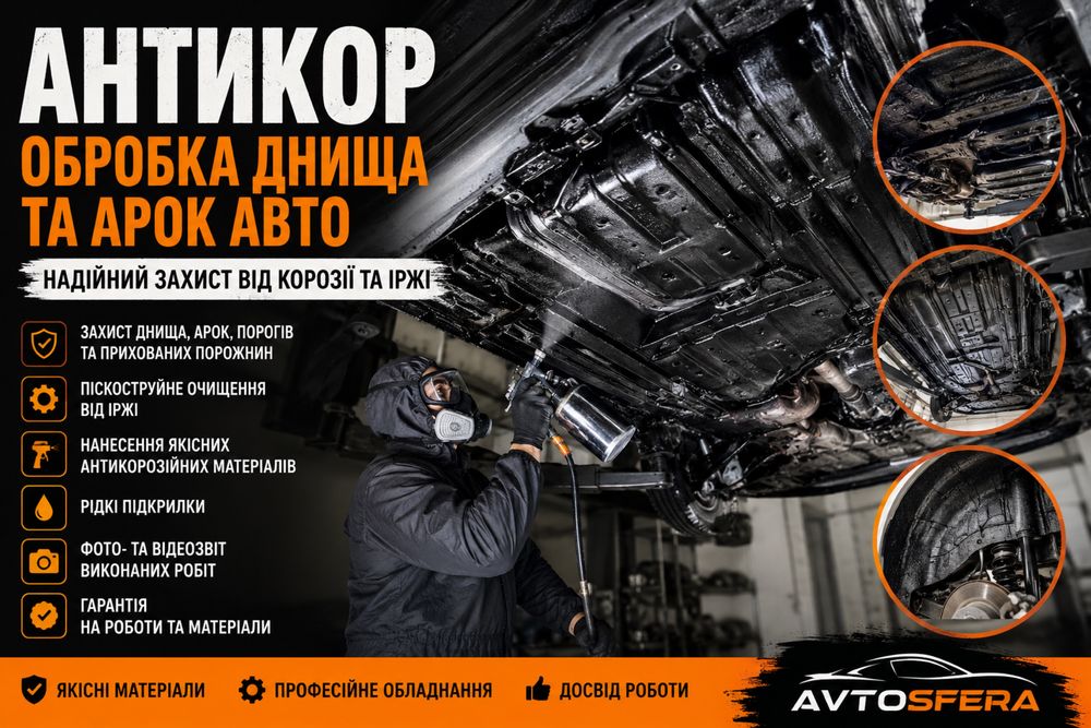 Антикорозійна обробка днища авто | Піскоструй | Обробка арок та порогів