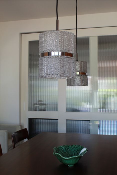 Candeeiro vintage da Kaiser Leuchten vidro fosco, Alemanha, anos 1960