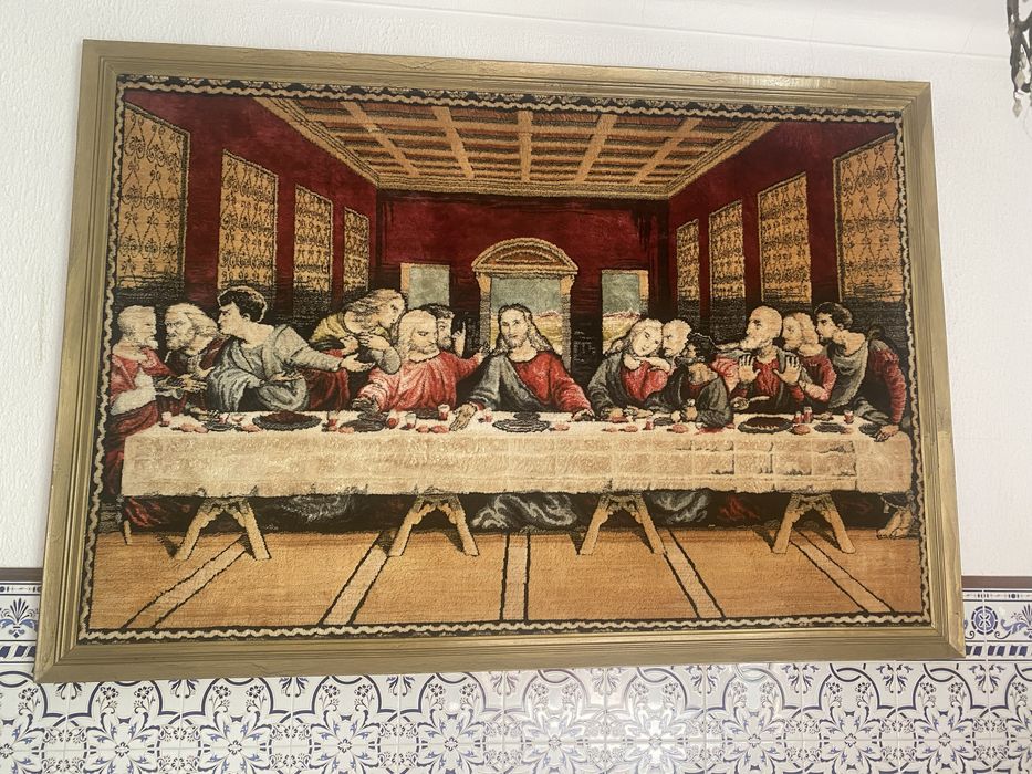 Antiguidades - Quadro e peça  lapidada   “Ceia de Cristo”