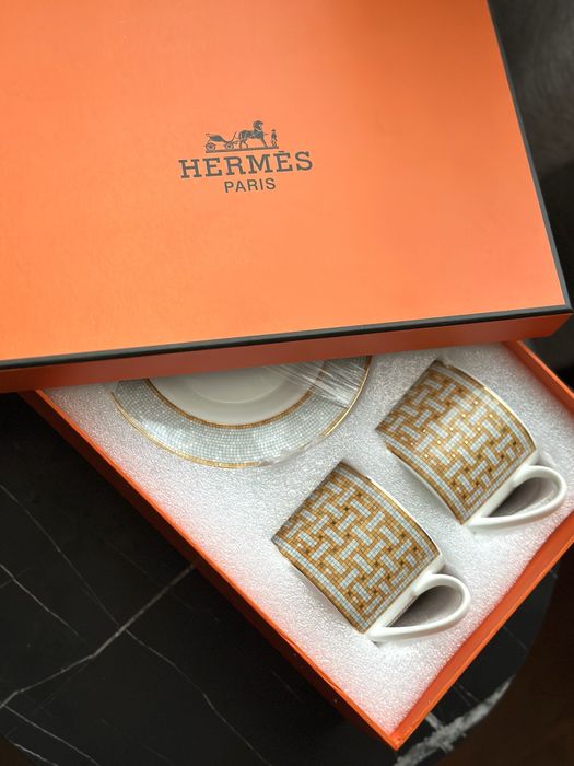 Набір чашок Hermes | Чайний сервіз hermes | Набір посуду