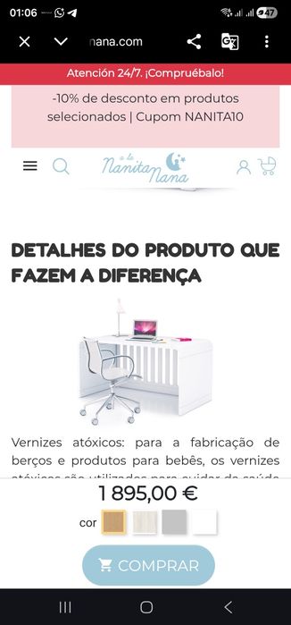 Berço de madeira maciça+ kit para bebe