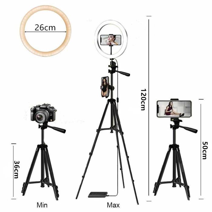 Ring Light LED Ringlight 26cm USB com Tripé para Stream Live Videos NOVO