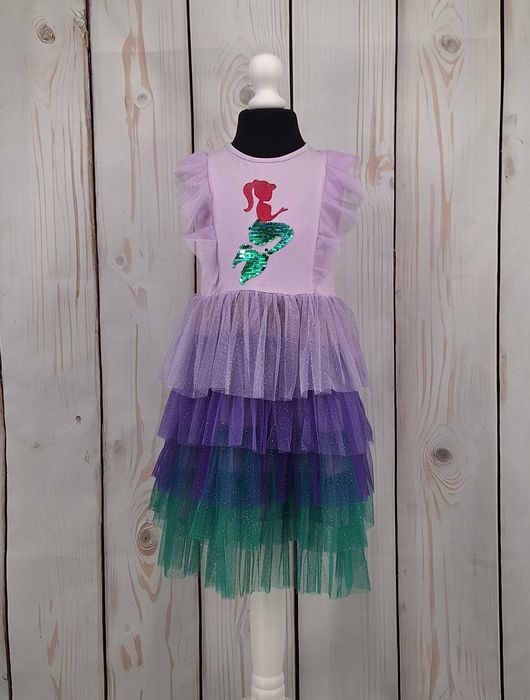 Sukienka tiulowa SYRENKA bez rękawów fioletowa