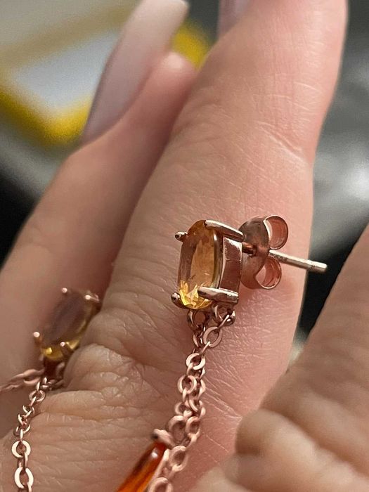 Серебряные серьги 925 пробы с сапфиром цитрином топазом