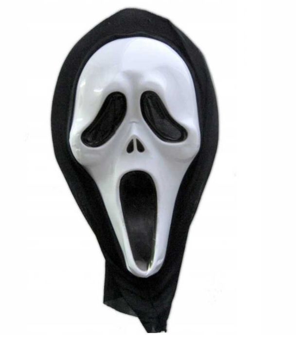 MASKA NA HALLOWEEN maska krzyk scream na przebranie strój czarna
