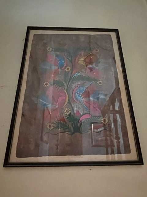 Pergaminho pintado à mão - pavões