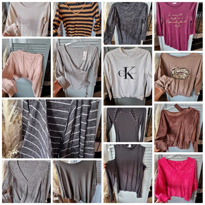 Paczka/mix ubrań ciepłych swetry bluza CK welur bawełna S M jak nowe