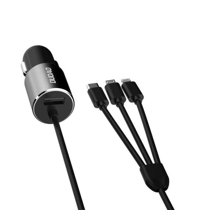ładowarka samochodowa USB 3,4A kabel Lightning / USB Typ C / micro USB