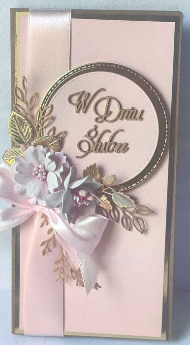 Ręcznie robiona kartka ślubna z pudełkiem 3D W Dniu Ślubu personalizacja
