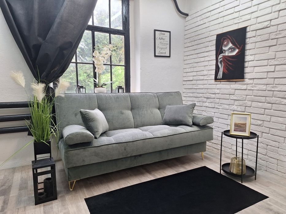 Kanapa wersalka  sofa rozkładana Sofia welur sprężyny