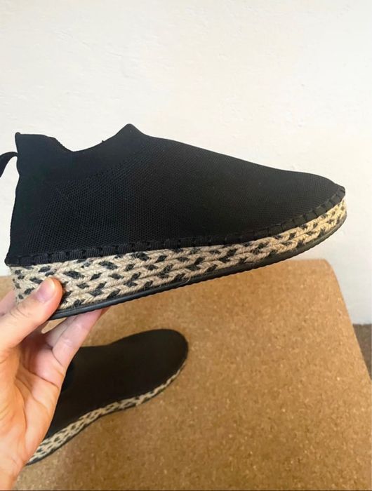 Espadryle na koturnie, czarne, materiałowe buty damskie Reserved 38
