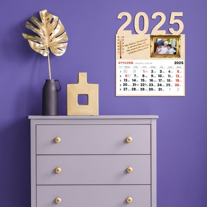 KALENDARZ na Dzień Babci Dziadka z dedykacją termometrem i zdjęciem