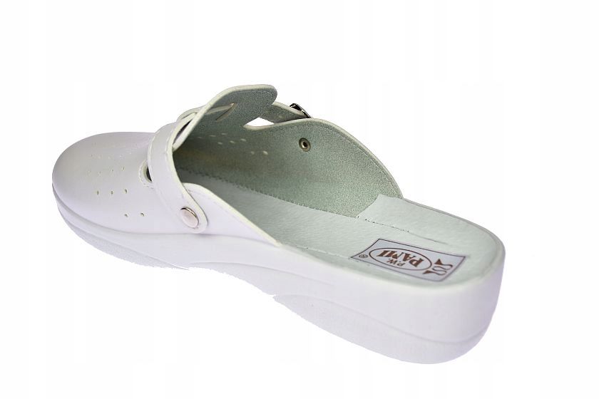 Klapki Medyczne Damskie Biale Skora Wkladka Polskie Pami Top-1S 37