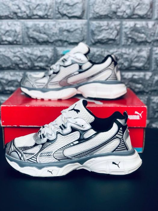 Мужские дышащие кросивки пума  / Красовки мужские лето 2026 puma extos axis / мужские кросовки пума кожа / сетка