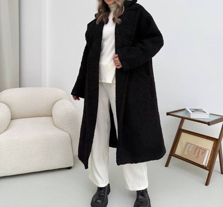 Шубка тедді чорна