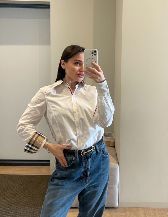 Люкс бренд біла сорочка S/M стиль burberry old money