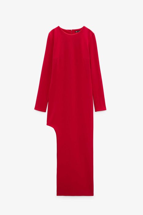 ZARA Luksusowa SUKIENKA asymetryczna czerwona S