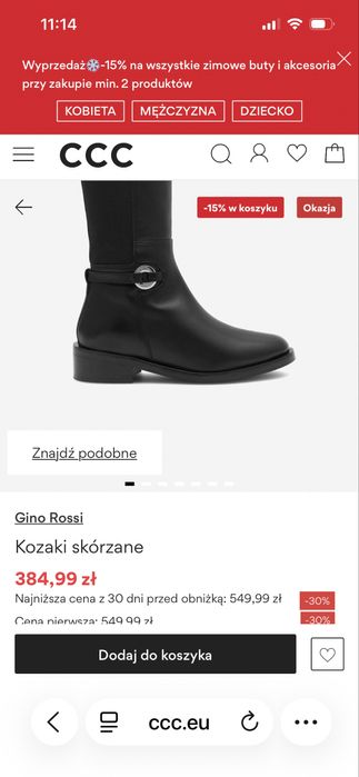 Kozaki skórzane Gino Rossi rozmiar 36