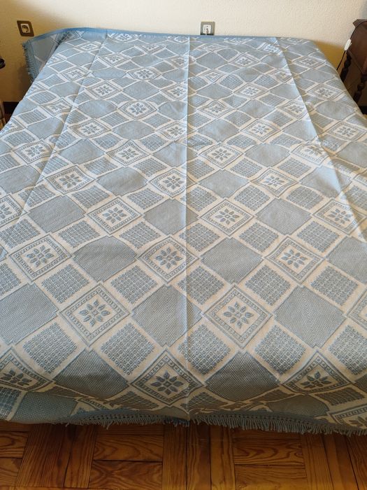 Colcha azul vintage casal