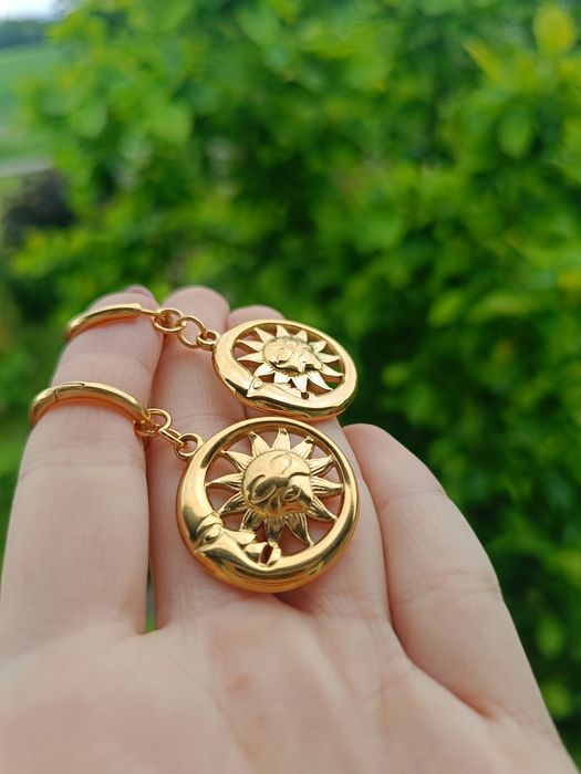 Kolczyki słońce i księżyc, biżuteria Boho, mistyczna