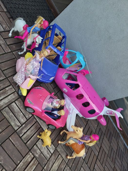 Zabawki Barbie Auto Helikopter Koń Duży zestaw