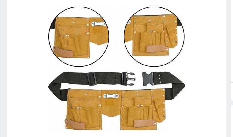 VOREL Pas monterski narzędziowy skórzany 11 kieszeni +GRATIS