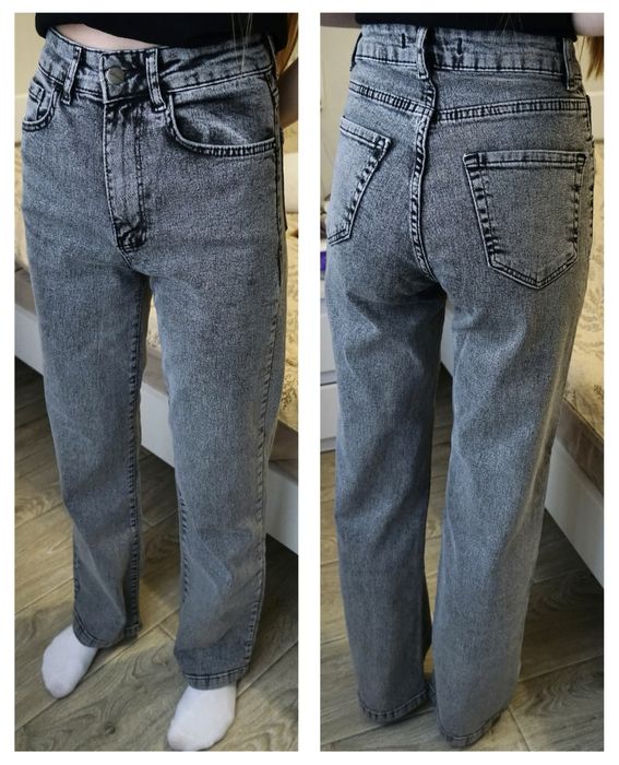 Джинси Moonart 98 бавовна Туреччина висока посадка слоучі графіт прямі