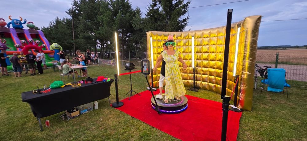 FOTOBUDKI - Klasyczna i 360, CIĘŻKI DYM fontanny iskier, napis L