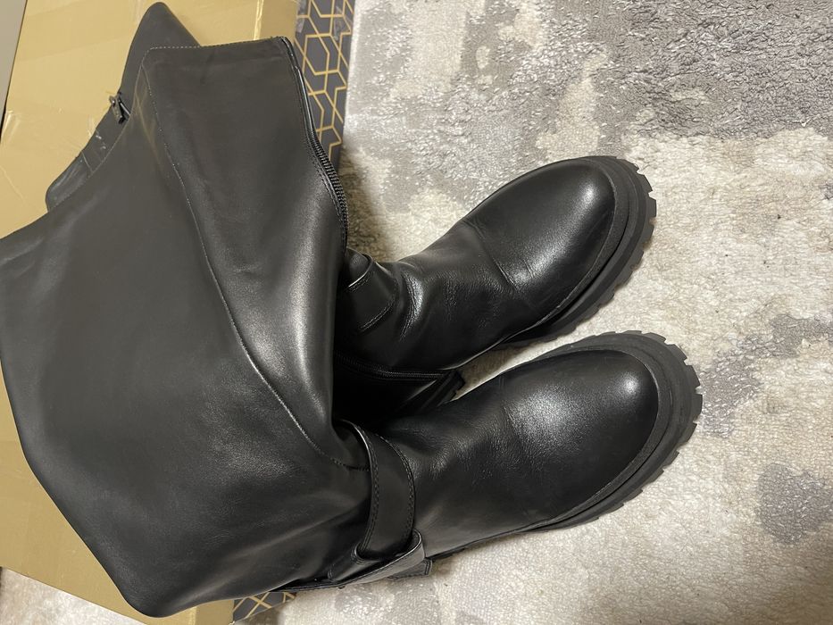 Шкіряні єврозимa attizzare чоботи сапоги 36 ботфорти зимние кожаные