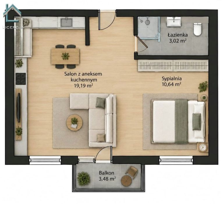 Ładne, stylowe 36m2, 3. piętro Białystok, Wygoda