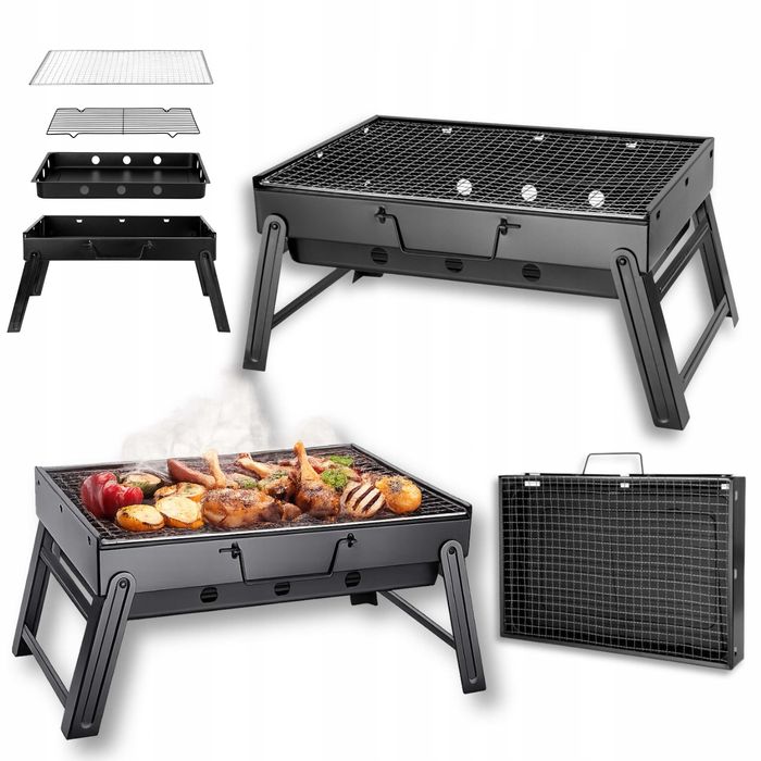 Grill turystyczny przenośny walizka składany grill ogrodowy kemping