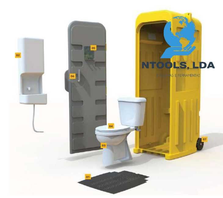 WC Portátil Cabine Sanitária Casa de Banho Móvel Ligação ao Esgoto