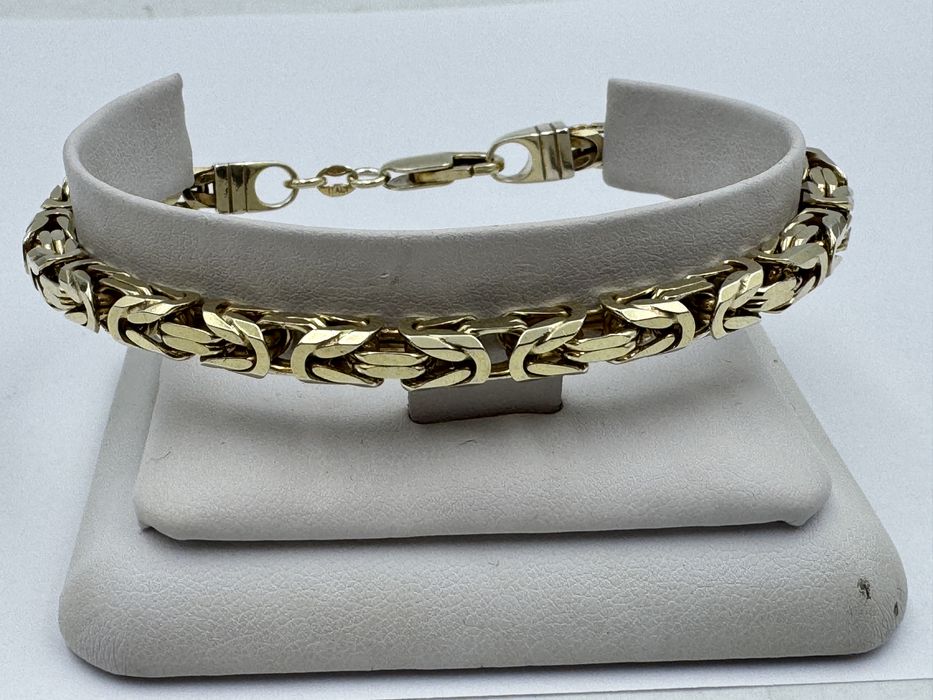 Srebrna pozłacana bransoleta krolewska 925 26,50 g 22,5 cm 4mm