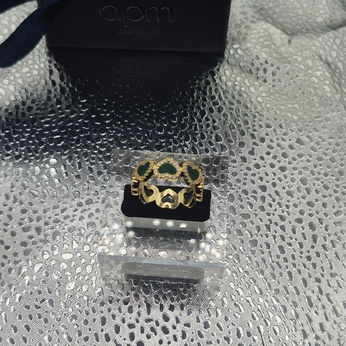 Anel APM Mónaco Corações verde/dourado