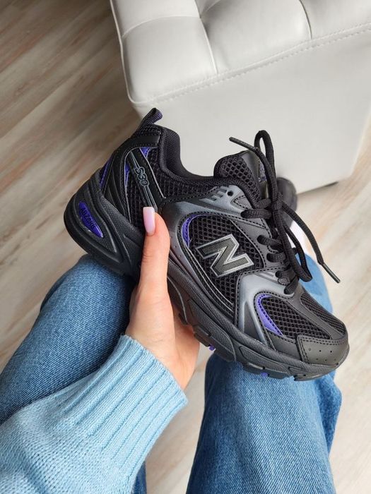 Розпродаж! Жіночі зимові кросівки з хутром new balance 530 black чорні