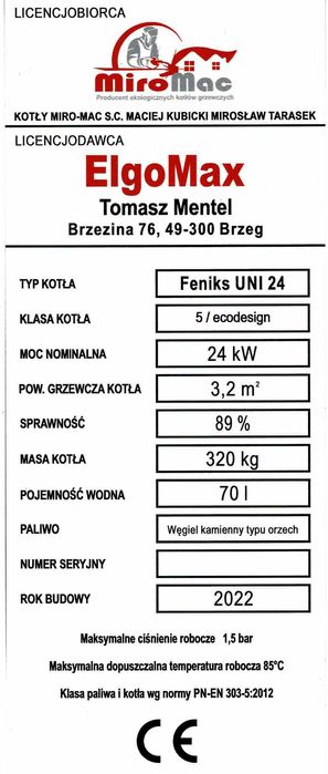 24kw kocioł piec na węgiel drewno 5 klasa