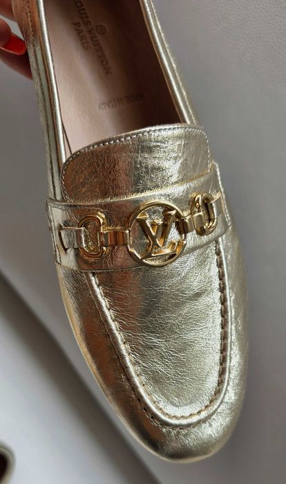 Louis Vuitton złote mokasyny roz 41