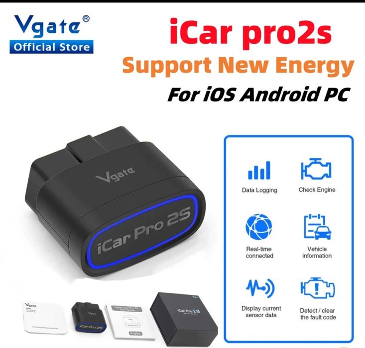 Interfejs diagnostyczny Czytnik błędów Vgate iCar Pro 2S Bluetooth 5.2