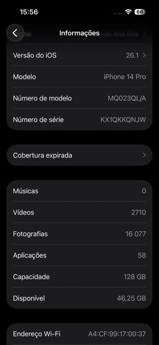 iPhone 14 Pro 128GB Silver, impecável, desbloqueado