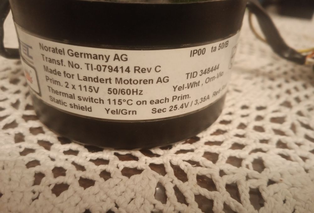 Transformator toroidalny NORATEL 2x115V 50/60Hz  25,4V/3,35A